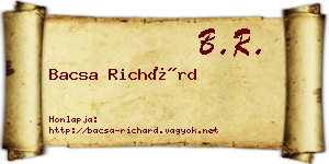 Bacsa Richárd névjegykártya
